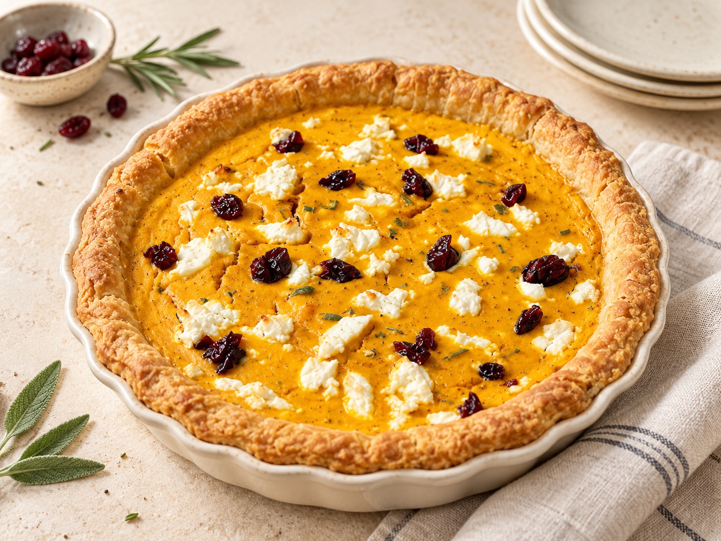 Savory Pumpkin & Goat Cheese Pie